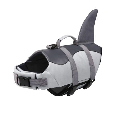 Surblue Dog Life Jacket Flotation Vest Saver Swimsuit Preserver Pet Adjustable Safety Coat for Water Safety at The Pool, Beach, Boating, Swimming (Small, Grey)