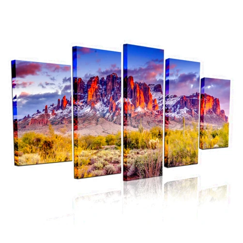 Biuteawal - Superstition Mountains Sunset Arizona Western Wall Art Desert Cactus Landscape Paintings Canvas Art Print Nature Pictures for Home Wall Decoration Ready to Hang