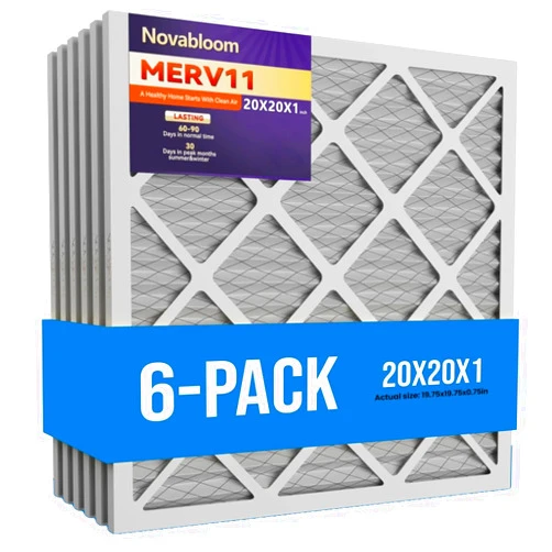 NOVABLOOM 20x20x1 Air Filter Merv 11 Dust defense (6 Pack) Pleated HVAC AC Furnace Air Filters Replacement (Actual Size : (19.75x19.75x0.75 inches)