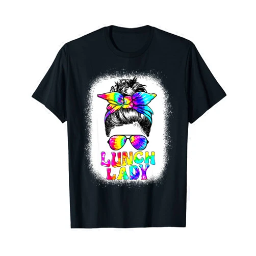 School Lunch Lady Squad - Cafeteria Crew Apparel Lunch Lady Messy Bun Retro Lunch Ladies Squad Cafeteria Crew T-Shirt