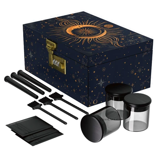 JIABOLANG Large Bamboo Box with Combination Lock, Wooden Printed Decorative Storage Box, Stash Storage Lock Box as Great Gift Choice, Lockable Keepsake Box for Storage Trinkets, Coffee Beans, Tea etc(Sun&Moon)