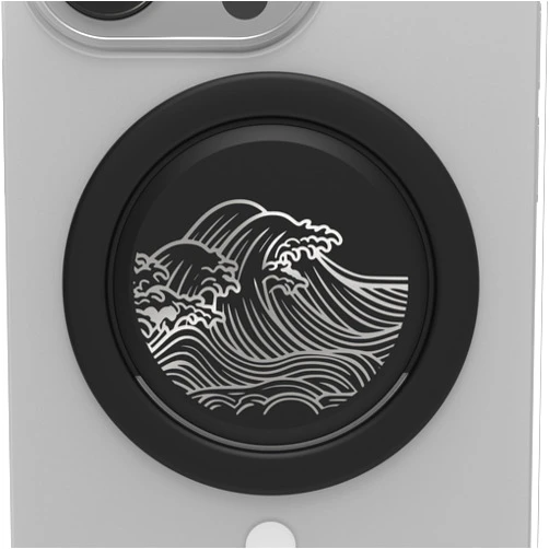 Tango Ultra Thin Grip for MagSafe: One Hand Open, Stand, 10x Expandable, Space Grade Steel, Removable for Wireless Charging. Half The Thickness, Twice The Fidget - Limited Edition: Black Wave