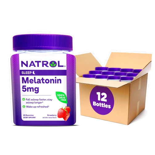 Natrol 5mg Melatonin Gummies, Sleep Support for Adults, Melatonin Supplements for Sleeping, 60 Strawberry-Flavored Gummies, 30 Day Supply (Pack of 12)