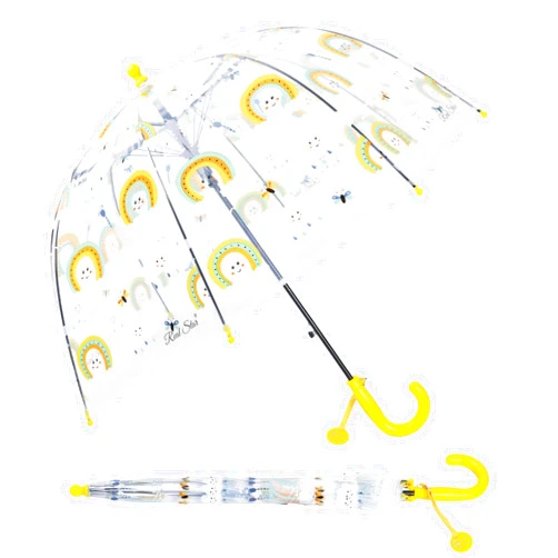 Decalsweet Kids Umbrella Clear Bubble Umbrellas for Rain,Transparent Dome Safety Windproof Umbrella with Easy-Grip Hook Handle for Toddler Girls and Boys