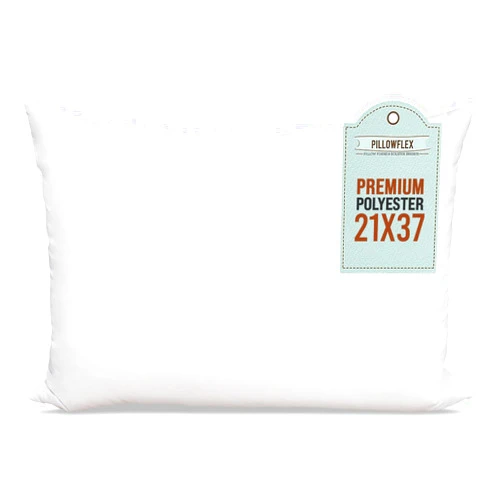 Pillowflex Premium Polyester Pillow Insert — 21x37 Machine Washable, Oversized King Bed Sleeping Pillow - Large Rectangle Sham Stuffer - 1 Decorative Pillow Form