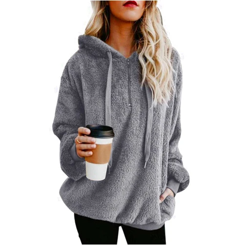 American Trends Oversized Sweatshirts for Women Athletic Womens Sherpa Hoodie Fluffy Women's Hoodies Pullover with Pockets