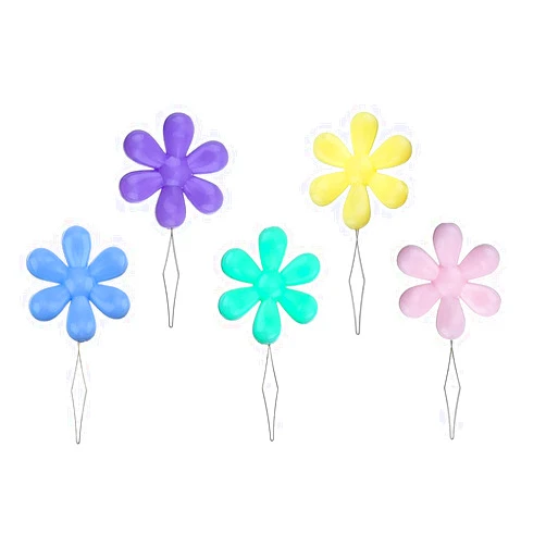BEADNOVA Embroidery Needle Threader Tool 5pcs Plastic Flower Head Sewing Machine Needle Threader for Hand Sewing Cross Stitch Craft Knitting Quilting (5pcs, Mix Colors)