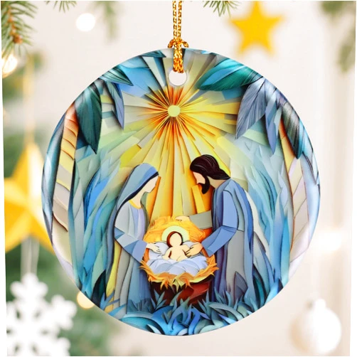 Dodosky Nativity Scene Christmas Ornament, Jesus’ Birth Christmas Ornament, Holy Family Decoration, Religious Holiday Decor | Gifts for Christian, Gifts for Religious Women - Style I