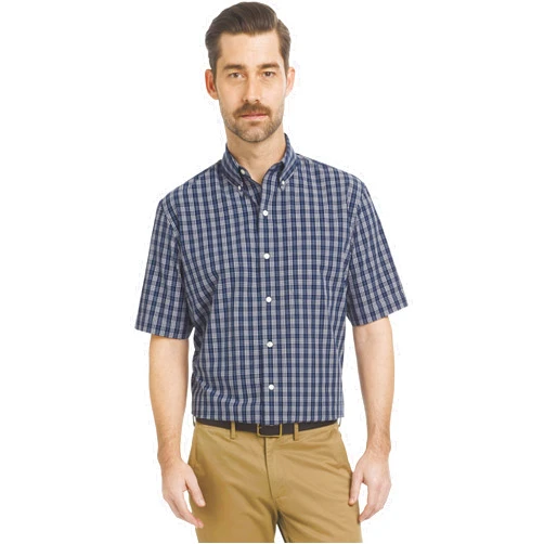 Arrow 1851 Men's Hamilton Poplins Short Sleeve Button Down Plaid Shirt