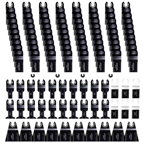 Hanida 120 Pcs Oscillating Saw Blades Metal, Multitool Blades for Wood Plastics, Quick Release Oscillating Tool Blades fit Fein Multimaster Porter Cable Black Bosch Decker Dremel Ryobi Milwaukee