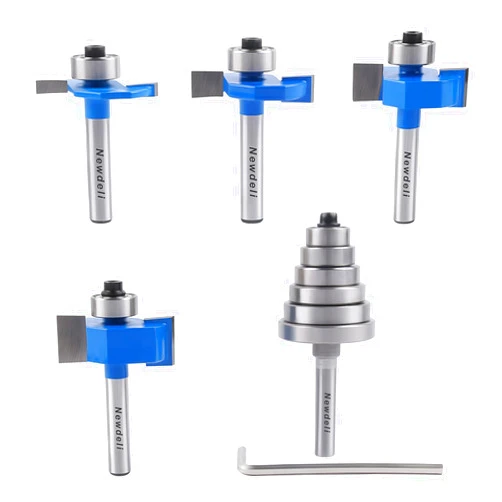 Newdeli Rabbet Router Bit Set 1/4 Inch Shank - 4Pcs Rabbeting Router Bits（1/8