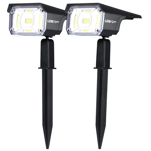 LEREKAM Solar Spot Lights, IP65 Waterproof 40 LEDs Landscape Spotlights,USB & Solar Powered Wall Lights Dark Sensing Auto On/Off,3 Modes Outdoor Solar Garden Lights for Yard Porch 2 Pack