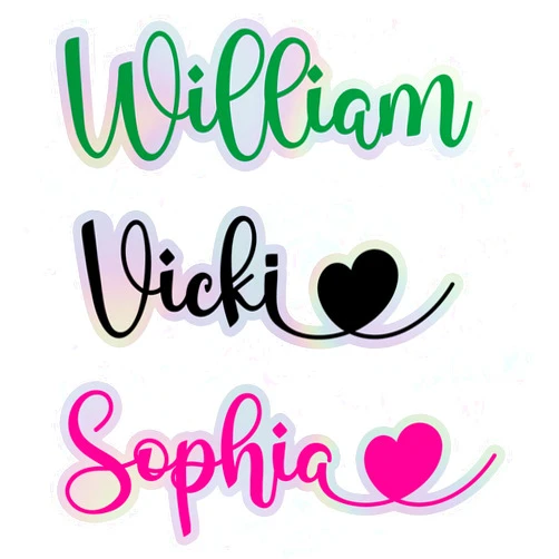 BECGIESTICKER Personalized Name Sticker Custom Kid Name Stickers Customized Colorful Princess Heart Font Die-Cut Vinyl Sticker for Laptop, Water Bottle, Phone, Cars - Trendy Decal Decor Gifts for Kid Girls Boys 1