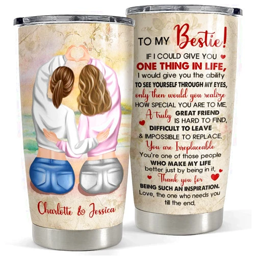 SANDJEST Personalized Tumbler To My Bestie 20oz 30oz Tumblers with Lid Gift for Sister Best Friends Woman Girl Friendship Soul Sister Christmas Birthday