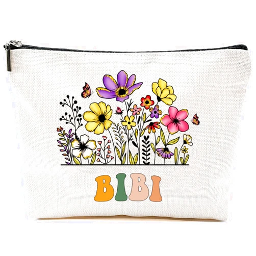 GreenStar Gifts Bibi Wildflowers Gifts For Mother's Day Makeup Bags - Bibi Flower Gift Bags - Mom Birthday Gifts - Travel Cosmetic Bag For Birthday