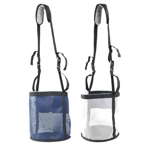 Kaulhp 2PCS Horse Feed Bag，Heavy Duty Nylon Mesh Grain Feed Bag with Adjustable Strap,Horse Muzzle Feed Bag with Comfort Neck Pad and Nose Pad… (Dark Blue + Light Grey)