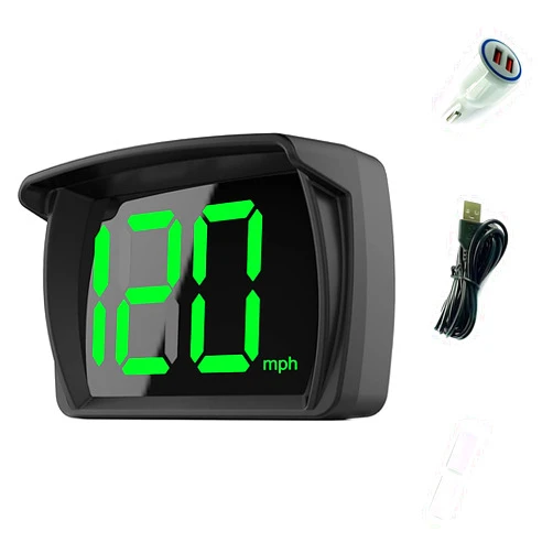 KoiLuvGo Speedometer HUD for Cars Trucks Motorcycles USB Plug & Play Digital MPH Speed Meter Head Up Display, GPS Speedometer, in-Vehicle HUD Head-up Display with Shading Plate Car Charger Adapter
