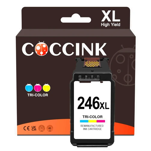 COCCINK 246XL Color Ink Cartridge for Canon Pixma TS302 TS3122 TS3300 TS3320 TS3322 TR4520 MG2520 MG2522 MG2922 MX492 MX490 Printer Remanufactured for Canon CL-246 XL CL-244 XL (1 Color)