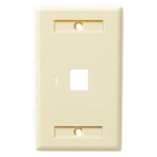 NavePoint Keystone Jack Wall Plate 1-Port, Low Profile, Single Gang, Ivory, 10-Pack