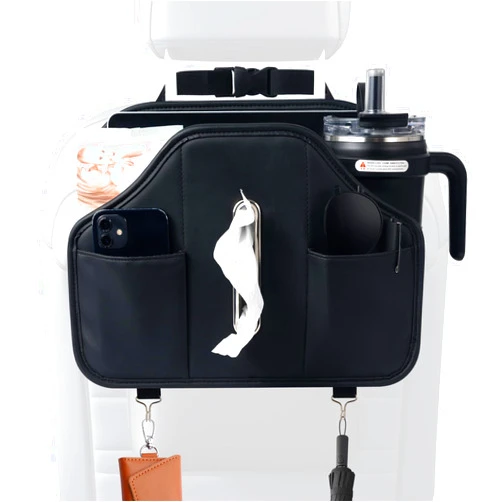 BAEZUS Upgraded Car Tissue Holder,Car Seat Back Organizer With Cup Holder,Premium PU Leather Headrest Seat Back Storage Fits For Kleenex Tissue Box (50-230ct)