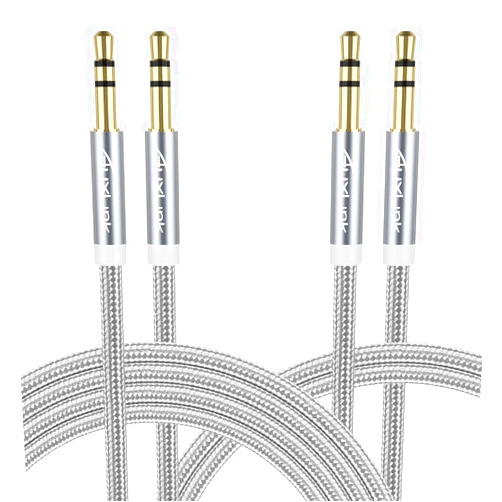 AuxLink 3.5mm Audio Cable 2 Pack[4ft+8ft], Aux Cord Male to Male Nylon Braided, Hi-Fi Sound Auxiliary Cable for Car, Headphones, iPhone, Home Stereos, Speakers, Tablets