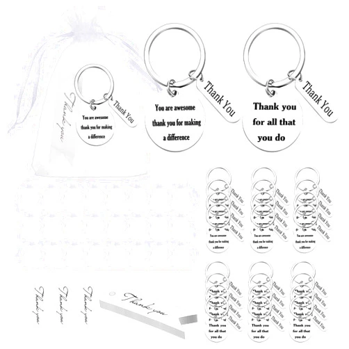 Yinkin 72 Pcs Employee Appreciation Gift Bulk for Employee Thank You Gifts Keychains with Bags for Teacher Graduation
