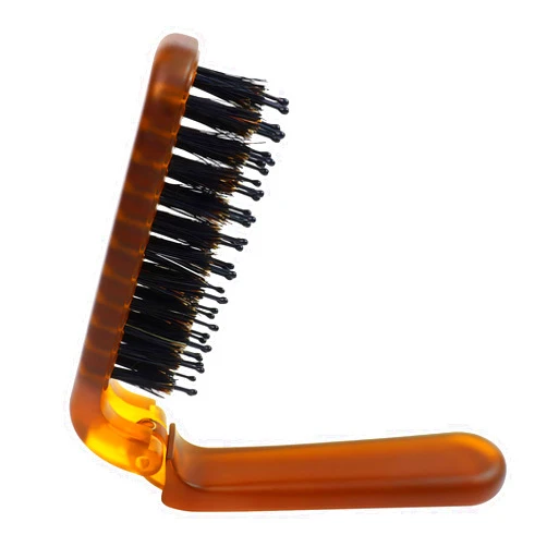 GAQWOK Travel Folding Hair Brush - Portable Pocket Boar Bristle Brush for Men, Women, and Kids - Restore Shine to Thin, Thick, Curly, Straight, Wet, Dry Hair