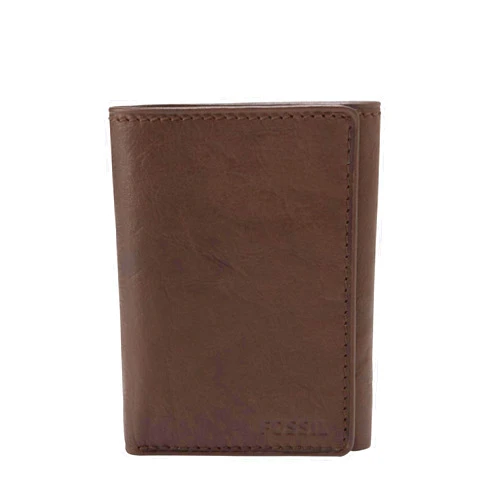 Fossil Men's Ingram Leather Trifold with ID Window Wallet, Brown, (Model: ML3289200)
