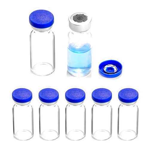 Ehoycq 2ml Sealed Vials with Self Healing Injection Port and Plastic-Aluminum Flip Caps,Glass Empty Vials for Injection 10 Pack