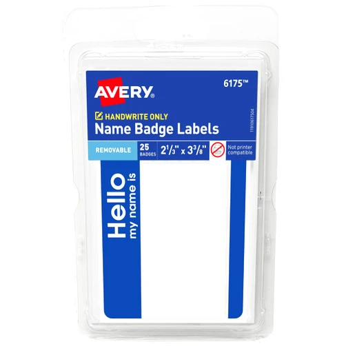 Avery Customizable Name Tags, Hello My Name is, 2-1/3