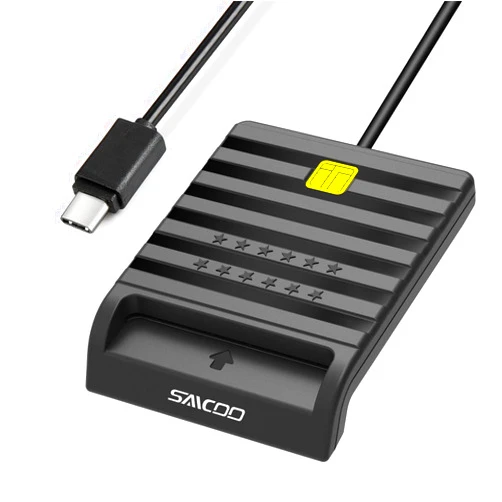 Saicoo Type-C Saicoo® DOD Military USB Common Access CAC Smart Card Reader, compatible with Mac OS, Win (Support VA PIV card) (USB-C)