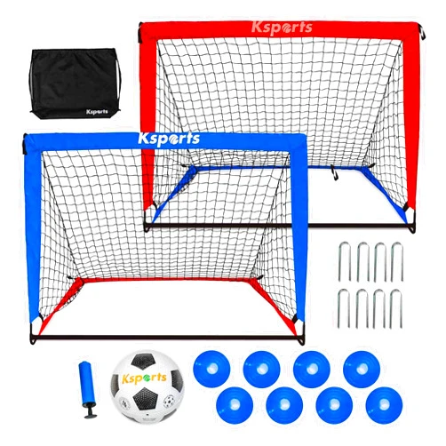 Ksports Portable Soccer Goal(s) | Soccer Net for Backyard Training | includes Soccer Ball, Pump, 8 Training Cones & Carry Bag for 4'x3' Bundles | 6'x4' Bundles includes Single Net & Carry Bag only