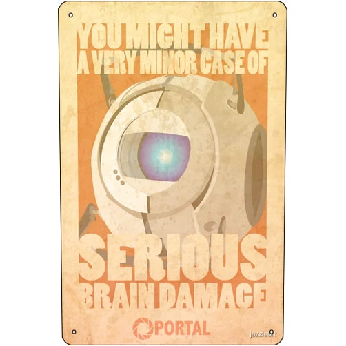 Oedrtqi Portal Propaganda Poster - Wheatley Poster 8 x 12 Inch Funny Metal Tin Sign Game Room Man Cave Wall Decor