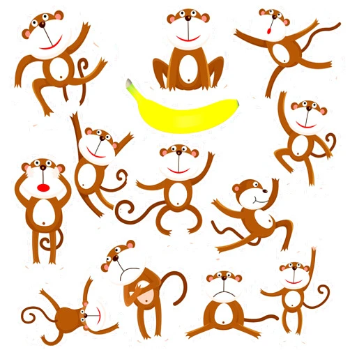 Zonon 48 Pieces Jungle Monkeys Cut-Outs with 5 Sheet Glue Point Dot for Jungle Classroom Decorations Animal Theme Party Games Calendars Bulletin Boards Classrooms Learning Spaces Decor