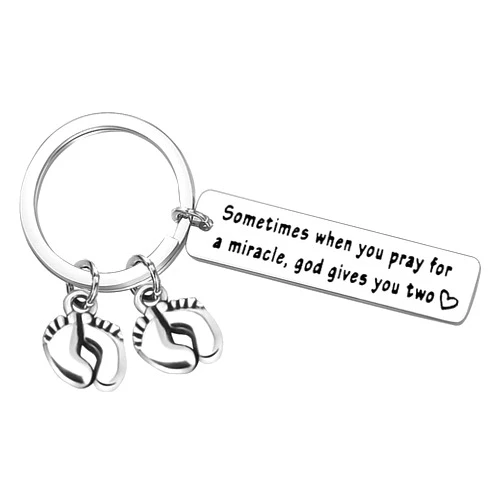 Xiahuyu Twin Mom Gift Twin Mom Keychain Sometimes When You Pray for a Miracle God Gives You Two Keychain Twin Mom Dad Gift Keychain Mom of Twins Gift New Mom Gift Mothers Day Gift