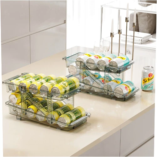 Limvoo Can Dispenser for Refrigerator,Simple House ware Soda Can Organizer for Pantry/Refrigerator Set of 2(Scalable)