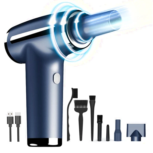 VNPONV Compressed Air Duster,Brushless Motor 120000RPM 4 Gear Electric Air Can for Computer Keyboard Cleaning,Over 50Mins Battery Life,10W Fast Charging Good Replace Compressed Air Can（Blue）