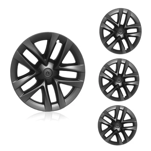 Spwrney Wheel Covers for Tesla Model 3 2017-2023,18 Inch Center Hubcaps Wheel Rim Protector for Tesla Model 3 Hub Cap Covers Exterior Accessories, Matte Black, 4PCS