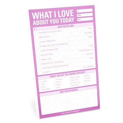 Knock Knock 1-Count Knock Knock What I Love about You Today Pad, Love Letter Paper Checklist Lunch Box Notes for Husband, 6 x 9-inches