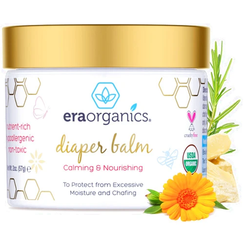 Era Organics Baby Diaper Balm - USDA Organic Ointment Cream Extra Soothing and Nourishing for Dry, Sensitive Skin - All Natural to Help Excess Moisture, Rash or Chafing