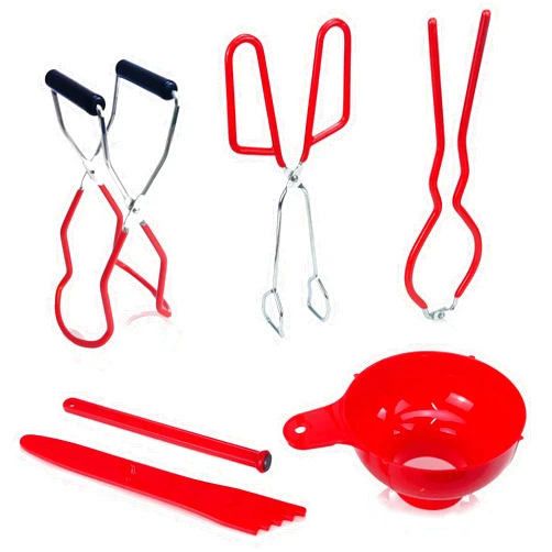 QPEY Canning Kit Canning Supplies Starter Kit,Set of 6 Canning Starter Kit for Beginners,Canning Tools Set with Mason Jar Lifter,Wrench & Funnel,Tongs, Magnetic Lid Lifter,Bubble Popper
