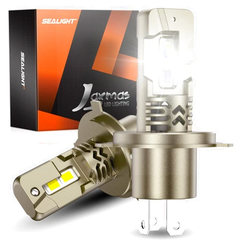 SEALIGHT H4/9003 Driving Light Bulbs, 1:1 Size Super Bright 39000LM, 2025 L2S H4 Bulb with Cooling Fan,Car Fog Bulb 6500K, 3 Min Plug-N-Play, Pack of 2