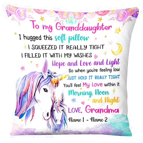 IZI POD Personalized Unicorn Mom Grandma Daughter Granddaughter Son Grandson Hug This Pillow, Autumn Silhouette Tree Pillow, Gift for mom, Daughter Gift, to My Granddaughter Gift Form Grandma Grandpa