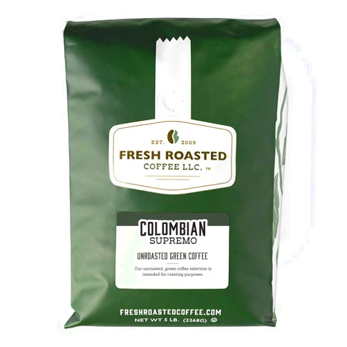 Fresh Roasted Coffee, Unroasted Colombian, Kosher, 5 Pound