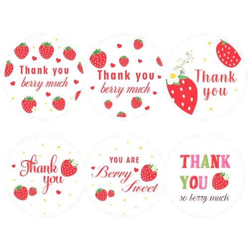 IDTogAoE 500PCS Strawberry Thank You Berry Much Stickers,Valentines Labels for Party Favor Strawberry Labels for Birthday Baby Shower,Cookie Decals Chocolate Stickers,Gift Wrap Bag Envelope Seal,Party Supplies
