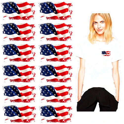 CPEI USA Flag Iron on Patches Heat Transfers Apppliques American Stickers Decals 12Pcs Patriotic Uniform Vest Jacket T-Shirt Backpack Hat Clothing DIY Decorations Appliques (USA Flag)