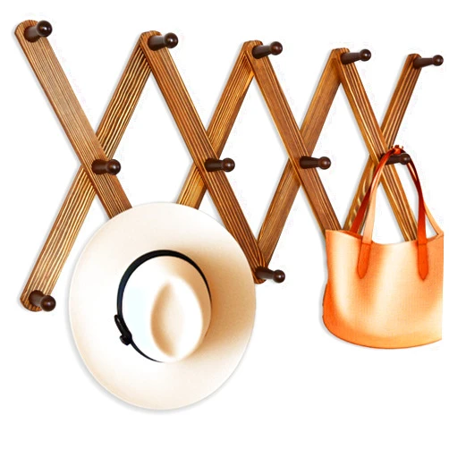 AITUFIY Expandable Coat Rack Hanger Wooden Accordion Wall Mounted Retro Wood Hat Rack 14 Pegs Hooks Hang Jacket,Coffee Mugs,Caps,Leash,Towel,Belt,Umbrella,Scarf,Bag (Walnut)