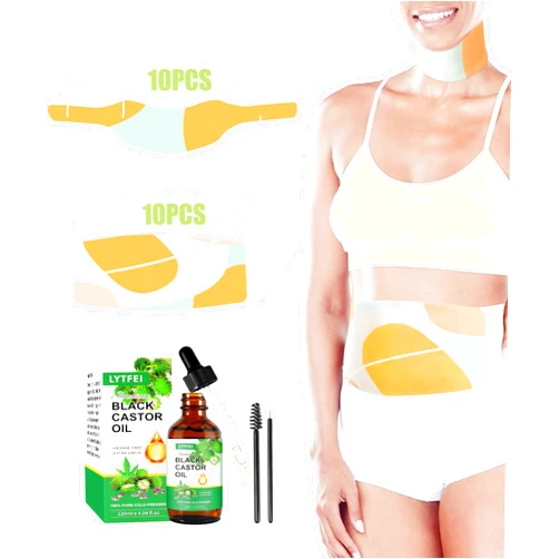 LYTFEI 20pcs Disposable Castor Oil Pack Wrap,Castor Oil Organic 120ml/4 oz,Castor Oil Pack Kit for Waist,Neck,Jamaican Black Castor Oil Packs,Anti-Seepage(Orange)