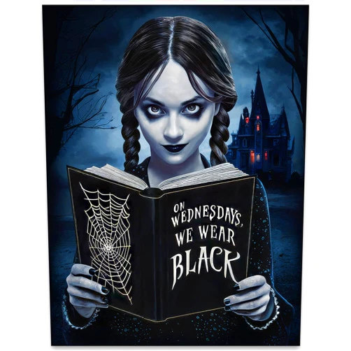 Lone Star Art On Wednesdays, We Wear Black: Gothic Halloween Decor - Dark Academia Poster for Horror Movie Fans and Addams Family Enthusiasts - Dark Humor Girls Room Decor - 11x14 Unframed Wednesday Addams Portrait