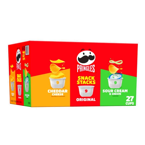 Pringles Potato Crisps Chips, On-the-Go Snacks, Snack Stacks, Variety Pack, 19.3oz Box (27 Cups)​​